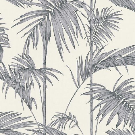 Nature wallpaper wall Profhome 369192 non-woven wallpaper slightly textured with jungle elements shiny grey silver white 5.33 m2 (57 ft2)