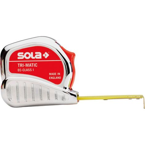 Taschenrollbandmaß TRI-MATIC L.10m B.25mm mm/cm EG 1 Ku.Stopptaste SOLA