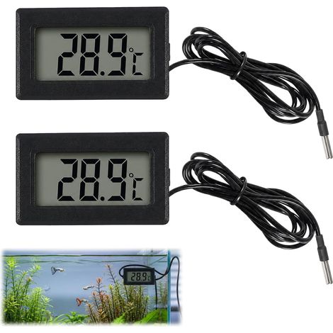 Termómetro Digital LCD con Sonda Externa Impermeable 1m de -50°C a +110°C, Mini Termómetro para Acuario Congelador Refrigerador Vitrina Refrigerada, Pantalla Rápida de Alta Precisión (2 Piezas) (1/5)
