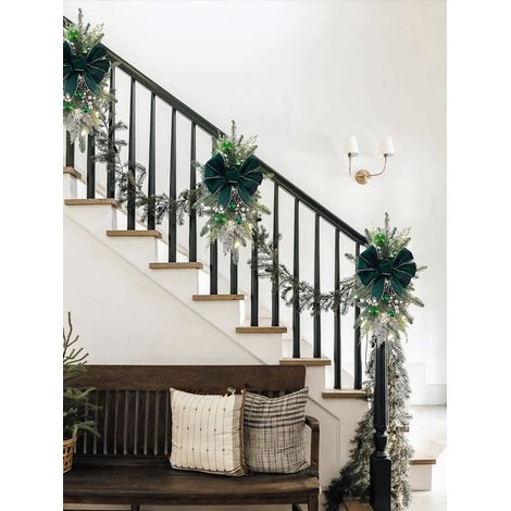 Guirlande d'escalier de Noël, décoration d'escalier suspendue, aménagement de scène de Noël pour la maison (1/5)