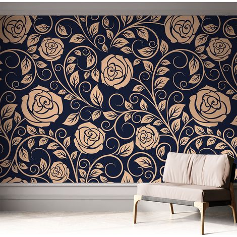 Papier peint autocollant avec imprimé pour cuisine facile à appliquer pour mur a motif Fleurs romantiques 312x219 cm (1/5)