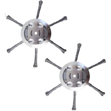 Tête de coupe-bordures en fil d'acier, lot de 2, diamètre 15 cm, ouverture 5 mm, fixation 5,5 mm (acier) (1/5)