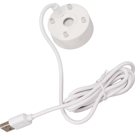 Fontaine brumisatrice USB avec lumières LED colorées 5V et atomiseur à ultrasons pour bassin, rocaille, aquarium et évier (blanc) (1/5)