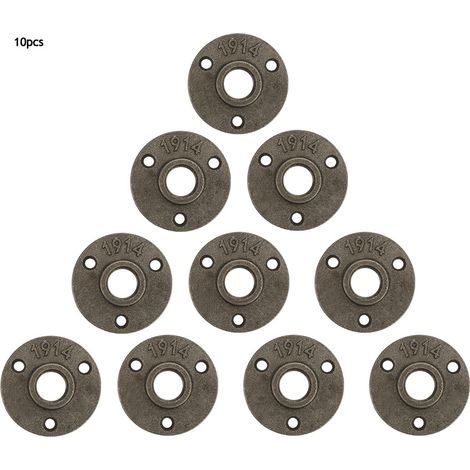 10 Stück 3-Loch 65 mm DN15 Gusseisen-Bodenflansche mit Gewindefuß für Rohre (1/5)