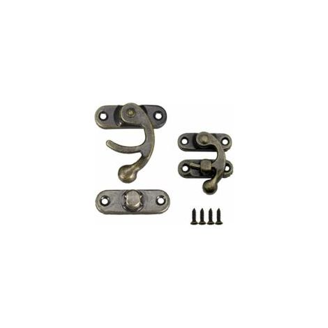 Lot de 20 crochets de verrouillage en métal bronze en forme de corne, adaptés aux boîtes en bois rétro et aux boîtes à bijoux - Vis de fixation incluses (très petites) (1/5)
