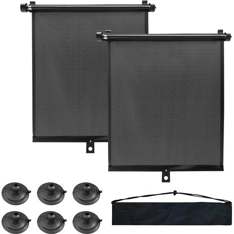 Lot de 2 rideaux pare-soleil enrouleurs pour voiture, pour bébés et enfants (40x60cm, estor avec ventouses flexibles, ajustement de taille, protection UV, couleur noir) (1/5)