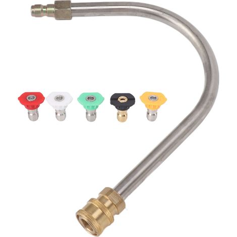 Rallonge pour nettoyeur haute pression en acier inoxydable et laiton, 4000 psi, raccord rapide 1/4 pouce, lance de pulvérisation courbée de remplacement en forme de U avec 5 buses (1/5)