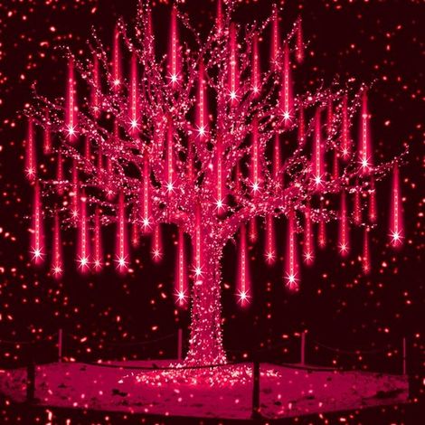 éclairage de Nol - Lampe LED effet pluie de météores - 8 tubes, 192 LED - Effet neige et glace - étanche pour Jardin et sapin de Nol - 30 cm (1/5)