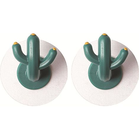 Filiyano-Crochet porte-clés autocollant en forme de cactus, crochet mural/de porte en ABS pour clés et sacs, lot de 2 (1/5)