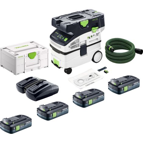 Festool CTMC MIDI I-Basic Akku Absaugmobil 36 V ( 2x 18 V ) Staubklasse M + 4x Akku 4,0 Ah + Doppelladegerät + Systainer