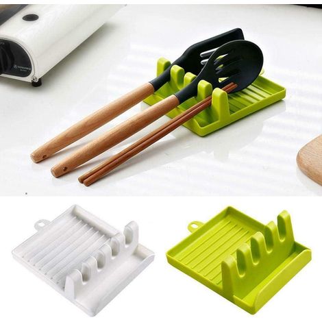Repose-Ustensiles - 4 Emplacements - Polypropylène Alimentaire - Anti-Goutte - Support Pour Couvercle - Lot De 2 (1/5)