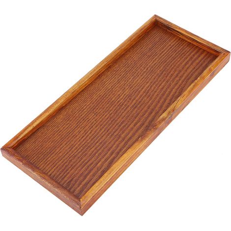 Rechteckiges Teetablett aus Holz, Servierplatte, Snackschale, Aufbewahrungsschale für Speisen für Hotel und Zuhause (35 x 15 cm) (1/5)