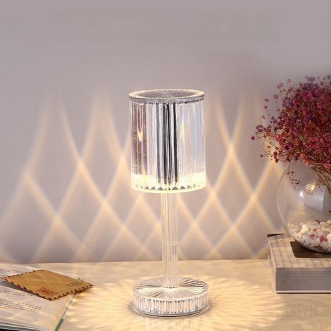 Lámpara de mesa de cristal, táctil, con luz nocturna ajustable de tres colores y recargable por USB (dos modelos de tres colores). (1/4)
