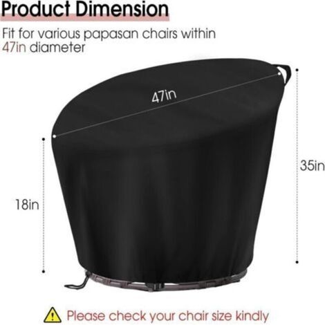 Housse de protection pour fauteuil papasan, en rotin, imperméable, coupe-vent et résistante, pour fauteuil suspendu - 119 x 89/46 cm (1/3)