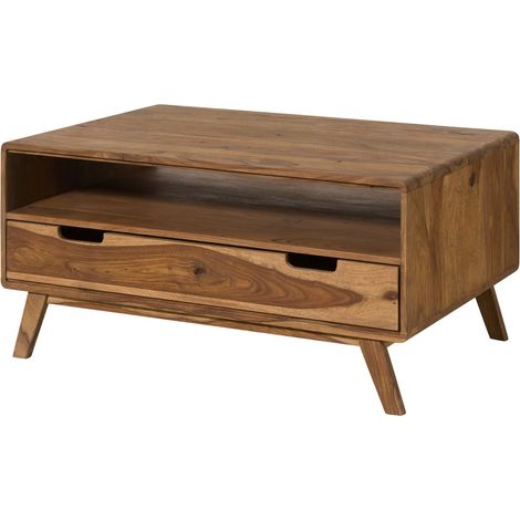 Couchtisch Sheesham 100x70x48 natur sandgestrahlt lackiert MALMÖ 2 228