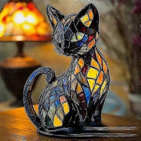 Veilleuse en résine à motif animal, lampe de table LED en forme de chat et de chien, lampe de chevet décorative originale