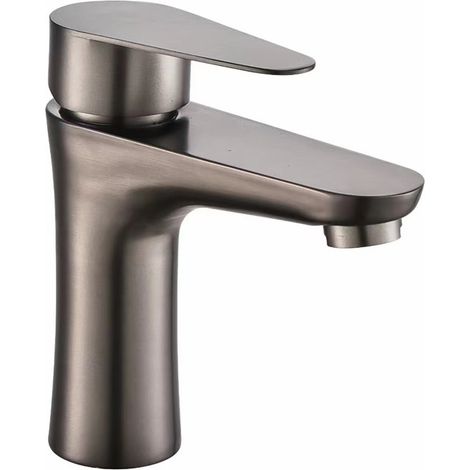 304 Stainless Steel Black Basin Faucet, Hot and Cold Water, European Style, All Black Lacquered Washbasin Bathroom Faucet - Gunmetal Gray