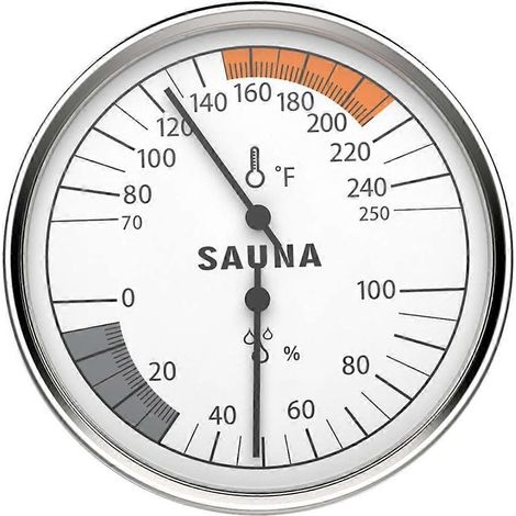 2-in-1 Saunathermometer, Fahrenheit-Thermometer und Hygrometer, silber (1/5)