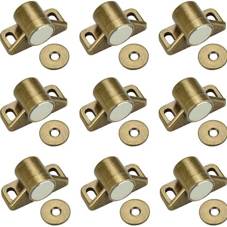 9 Stück – Magnetriegel Bronze – Zinklegierung – Für Schubladen, Küchenschränke – Mit 27 Schrauben
