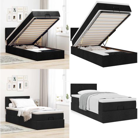 vidaXL Ottoman-Bett mit Matratze Schwarz 100x200 cm Stoff (1/5)