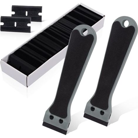 100 Pcs Plastic Scrapers, Long Handle Scrapers, for Removing Labels, Glue, Paint, Stickers and Decals, Gray