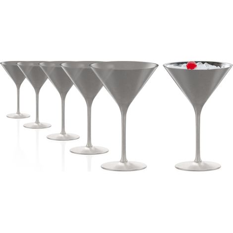 Verres à Cocktail Elements Argent Set de 6, 240 ml – Verres Élégants Idéaux pour Martini (1/5)