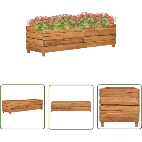 The Living Store Hochbeet 150x40x38 cm Teak Altholz und Stahl - Hochbeet - Teakholz - Gartendeko - Blumenerde - Pflanzenbehälter (1/5)