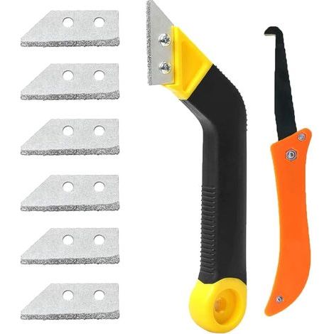 Set de 8 grattoirs pour joint carrelage – Outils pour enlever le coulis et nettoyer les joints, avec 6 lames interchangeables. (1/5)