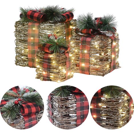 Boîte Cadeau Décorations Noël pour Jardin et Fenêtre