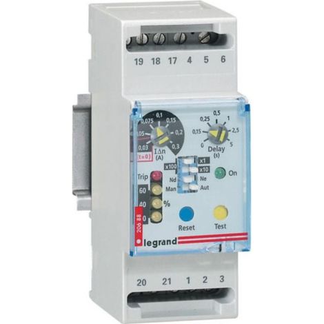Relais différentiel pour DPX et DPX³ enclipsable sur rail 2 modules