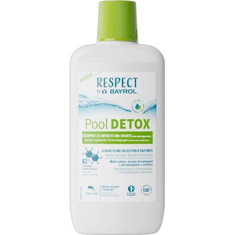 Bayrol – Clarifiant de piscine Pool Detox Respect 1L – Formule à base d'enzymes – Réduit phosphates et déchets organiques – Compatible tous filtres