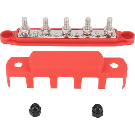 Barre de distribution batterie DC12V-48V 250A M8, bornier 5 pôles haute intensité pour voitures, camping-cars, navires, yachts, rouge (1/5)