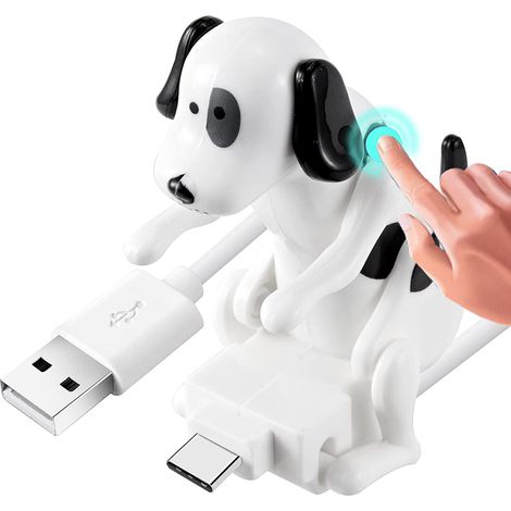 Chargeur de téléphone USB-C en forme de chien errant, câble de charge rapide USB amusant avec interrupteur tactile (1,2 m) - Blanc (1/5)
