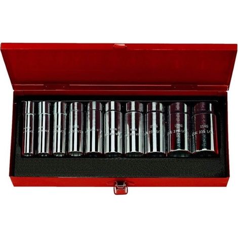 USAG 235 1/2 LN/C10 ASSORTIMENZO 10 pz BUSSOLE LUNGHE POLIGONALI IN CASSETTA ABS