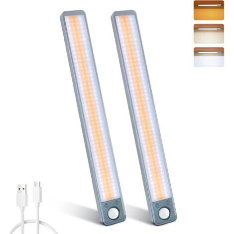 MERTTURM Lampe de Placard, Rechargeable LED Cuisine Detecteur Mouvement avec 3 Modes de Capteur/3 Couleurs/Gradable, Éclairage LED sous Meuble Lumière Sans Fil avec Batterie Longue Durée à Armoire (1/5)