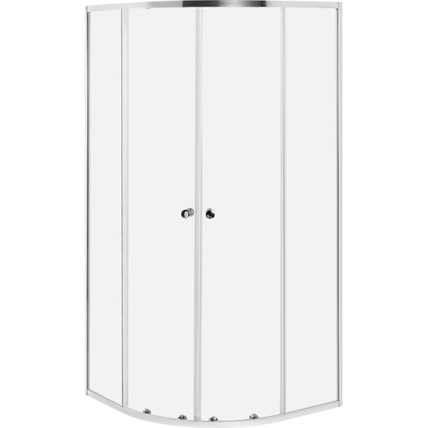 Cabine de Douche Moderne en Verre Trempé Cadre en Aluminium 90 x 90 x 190 cm Forme Demi-Ronde Porte Unique Argentée Onelli (1/5)