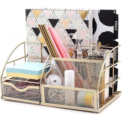 Schreibtisch-Organizer/Schreibtischaufbewahrung/Stiftehalter/Multifunktions-Organizer - Gold - (1/5)