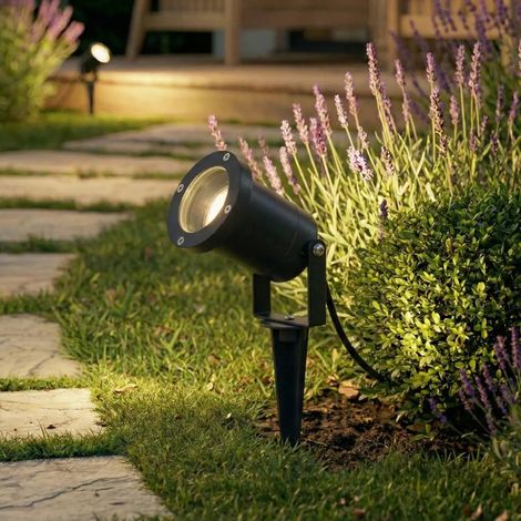 [NEUWERTIG] B-Ware Lindby Erdspießstrahler Gartenstrahler Nielas Anthrazit Set Stecker Außenbereich