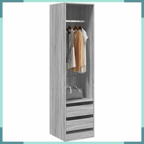 815349 Armoire avec tiroirs Sonoma gris 50x50x200 cm Bois d'ingénierie (1/5)