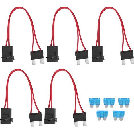 Connecteur porte-fusible de voiture, 5 pièces, Mini extension de fil robuste pour véhicule ATM 20A 16AWG avec 5 fusibles ACL L 29.2mm (1/5)