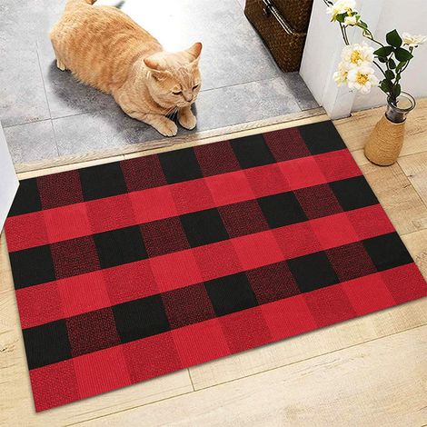 Tapis De Porte - Tapis À Carreaux - Coton Polyester Viscose - Pour Intérieur Extérieur Entrée Cuisine Salle De Bain - 60 x 90 cm - 1 Pièce (1/5)