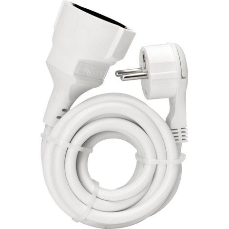 Kopp Verlängerungskabel mit Flachstecker Innen 2 Meter, H05VV-F3G1,5 arktisweiß (1/5)