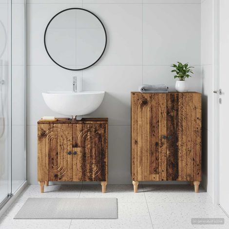 vidaXL 2 Piece Bathroom Cabinet Set ALKMAAR Old Wood Engineered Wood (1/5)