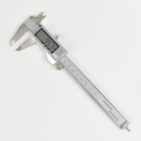 BRAVIX Pied à Coulisse Numérique, Professionnel Caliper 150mm, Précision Digital Outil Micromètre Vernier en Acier Inoxydable, mm/inch conversion, Résiste aux Eclaboussures (Écran normal)