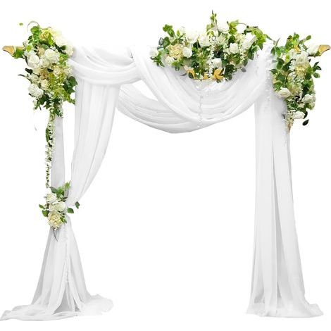 Set di 2 tende per matrimonio: tenda in tulle trasparente 75x600 cm, tenda decorativa in voile, tenda in tulle per matrimonio, tenda di sfondo per decorazione, per cerimonia nuziale, arco (1/5)