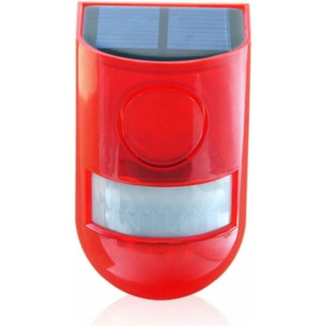 Solaire Son Alarme Lumière Stroboscopique Clignotant LED Clair, IP65 Imperméable 110dB Fort Alarme Sécurité Système pour Maison Villa Ferme Appartement Yards, Audible et Visuel Alarme - (1/5)