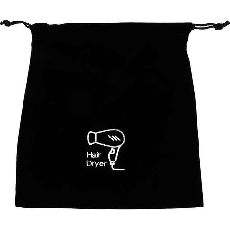 Aufbewahrungstasche für Haartrockner (1 Stück), Flanellbeutel mit Kordelzug, Schmuckorganizer – 30 x 26 cm – Schwarz (1/4)