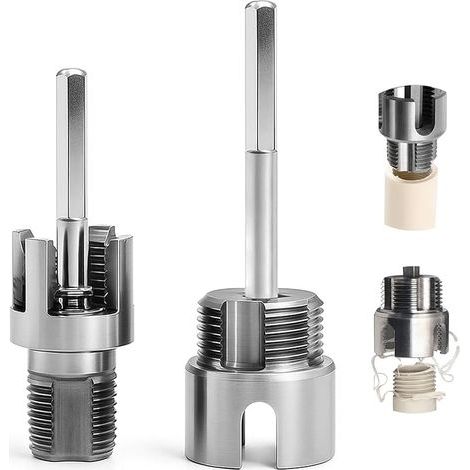 Lot de 2 outils de filetage de tuyau avec rallonge, outil de filetage intérieur et extérieur intégré, kit de tarauds pour tuyaux d'eau en PVC/PPR 1/2" et 3/4" (DN15/DN20) (1/5)