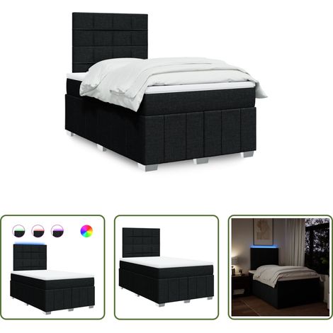 Matelas à ressorts ensachés - Sommier à lattes de lit avec matelas noir 120x190 cm tissu (1/5)