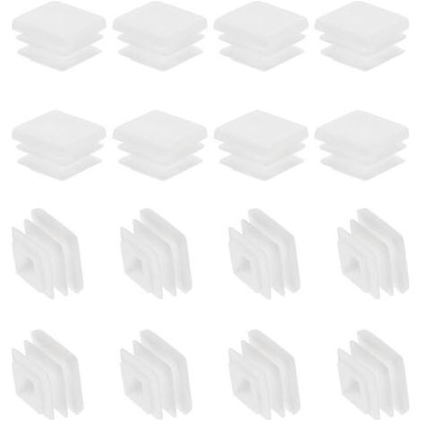 Bouchons Carrés À Pétales - Ø 20 mm - Pour Tubes Carrés De 19 mm - Blanc - 16 Pièces